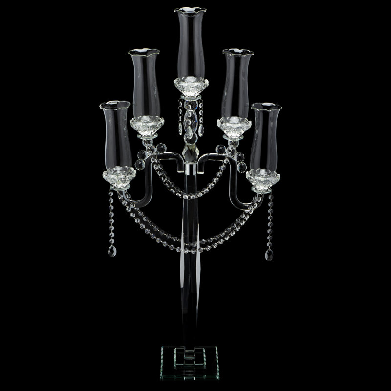 Bala 44" Crystal Candelabra 5 arm Glass Hurricane globes Wayfair Canada